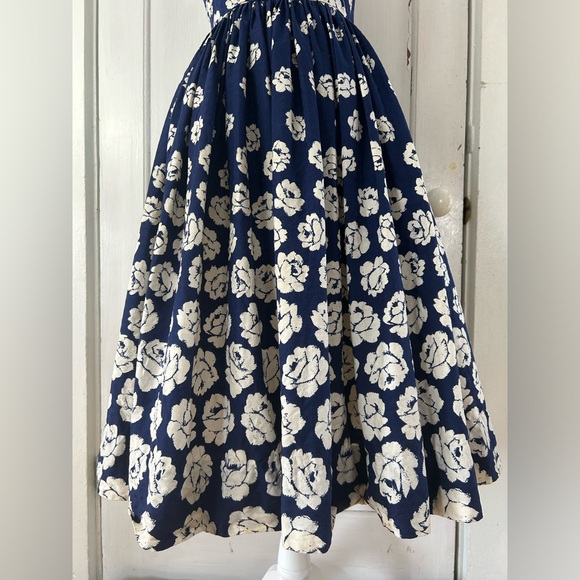 1950’s Monterey Models Navy Dress with White Roses and Button Back size XS VGUC - Picture 6 of 12